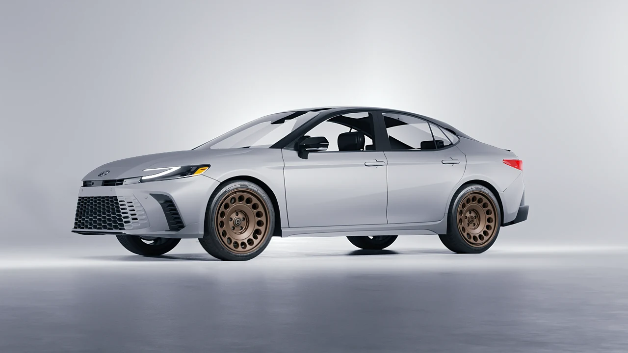 Toyota Camry Hybrid 2025 on HRE Performance Wheels 037-GTM forged wheels, front three-quarter view