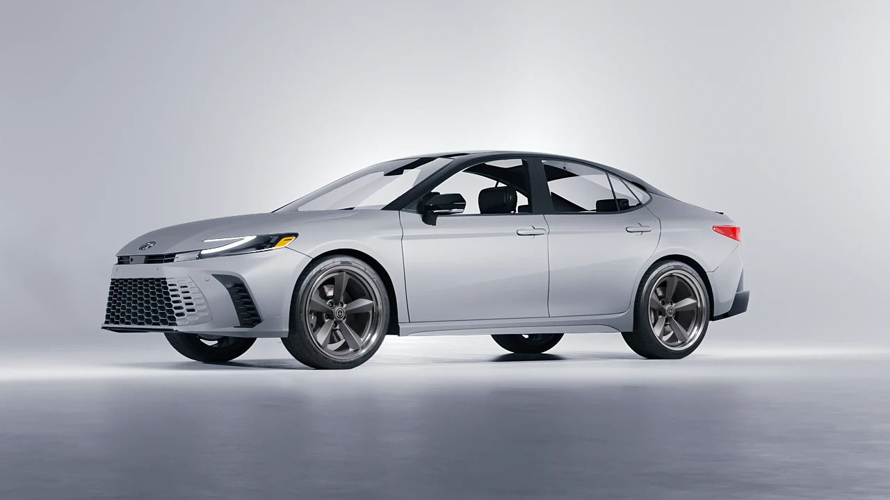 Toyota Camry Hybrid 2025 on HRE Performance Wheels 105 forged wheels, front three-quarter view