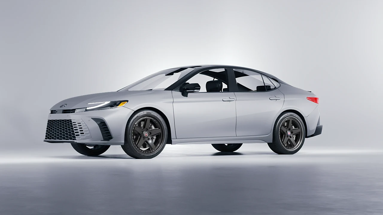 Toyota Camry Hybrid 2025 on HRE Performance Wheels 517 forged wheels, front three-quarter view