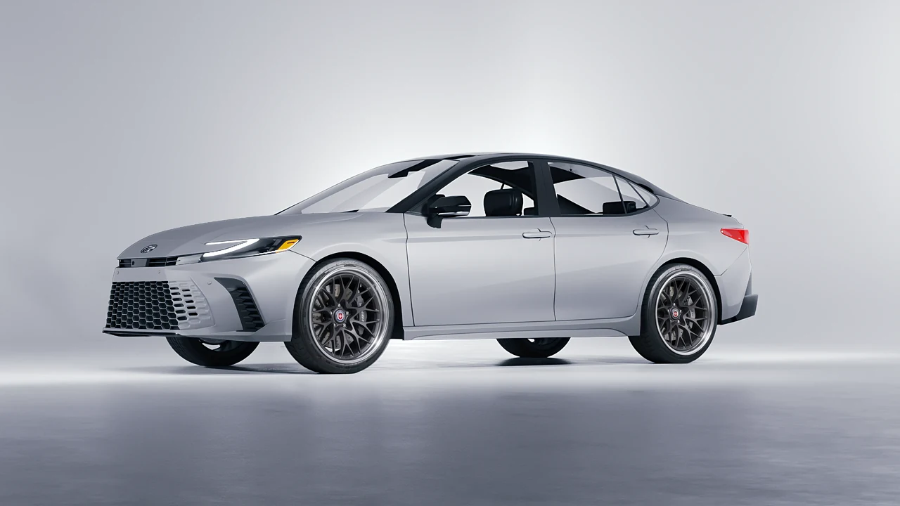 Toyota Camry Hybrid 2025 on HRE Performance Wheels 520 forged wheels, front three-quarter view