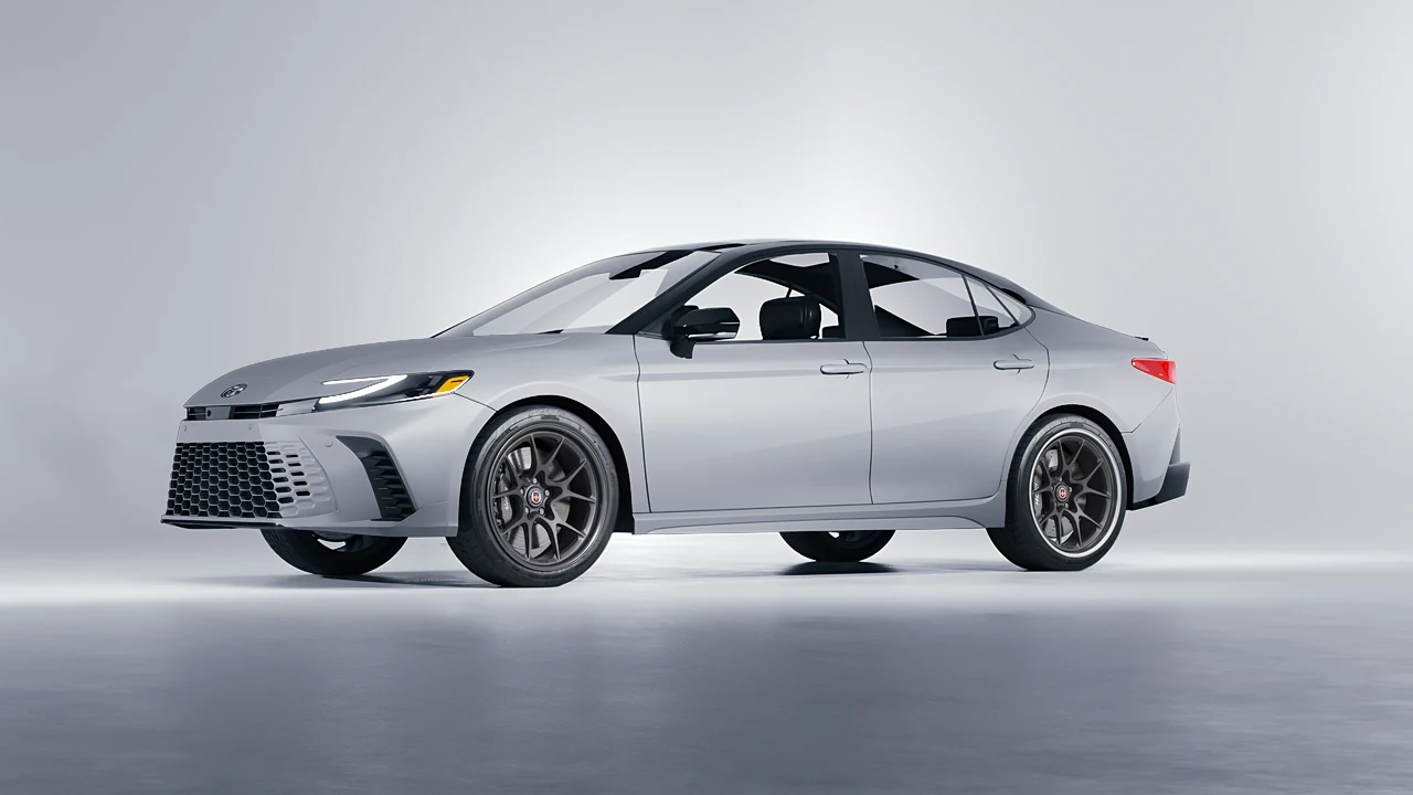 Toyota Camry Hybrid 2025 on HRE Performance Wheels 521 forged wheels, front three-quarter view