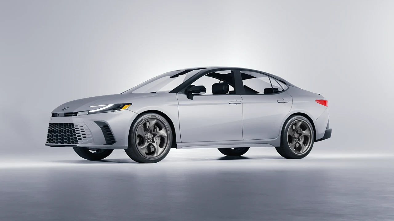 Toyota Camry Hybrid 2025 on HRE Performance Wheels 522 forged wheels, front three-quarter view