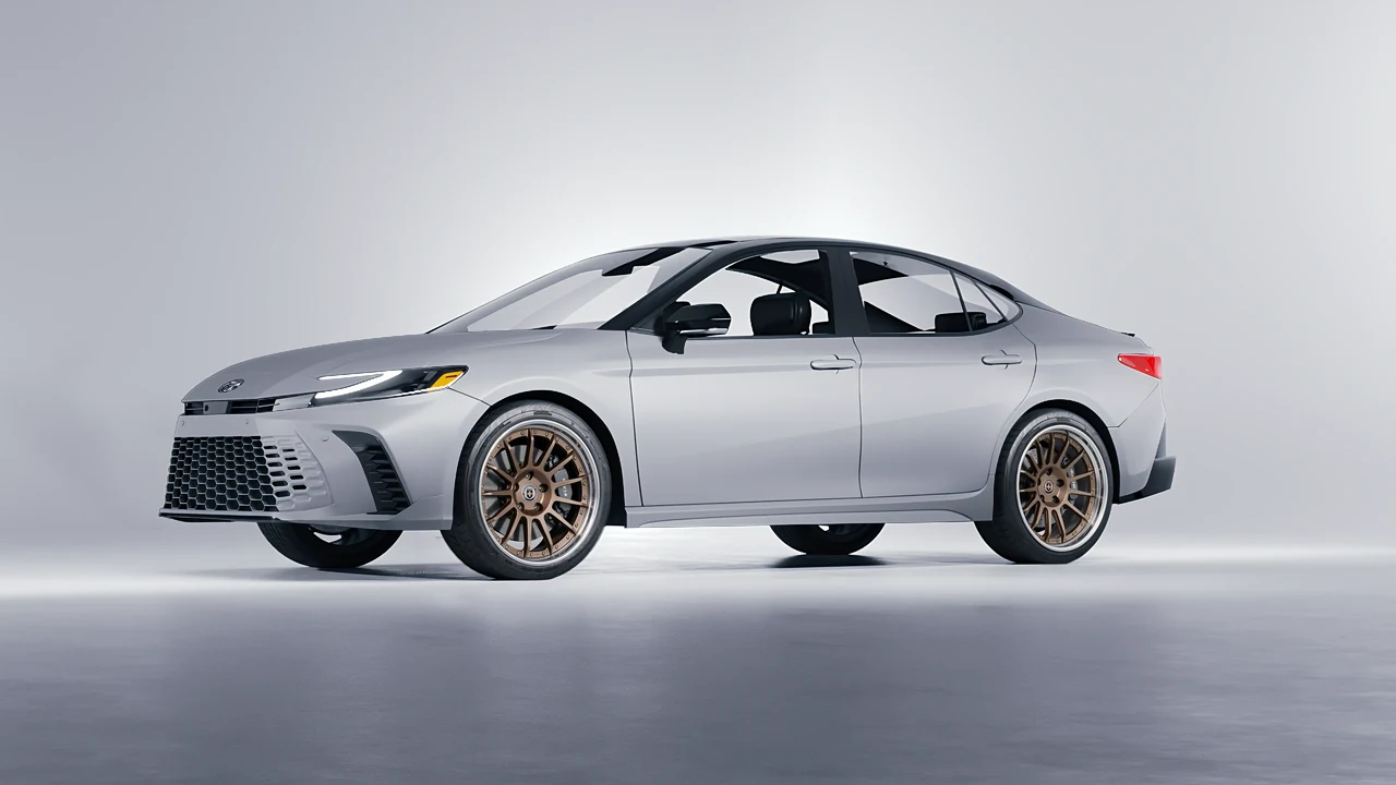 Toyota Camry Hybrid 2025 on HRE Performance Wheels C109 forged wheels, front three-quarter view