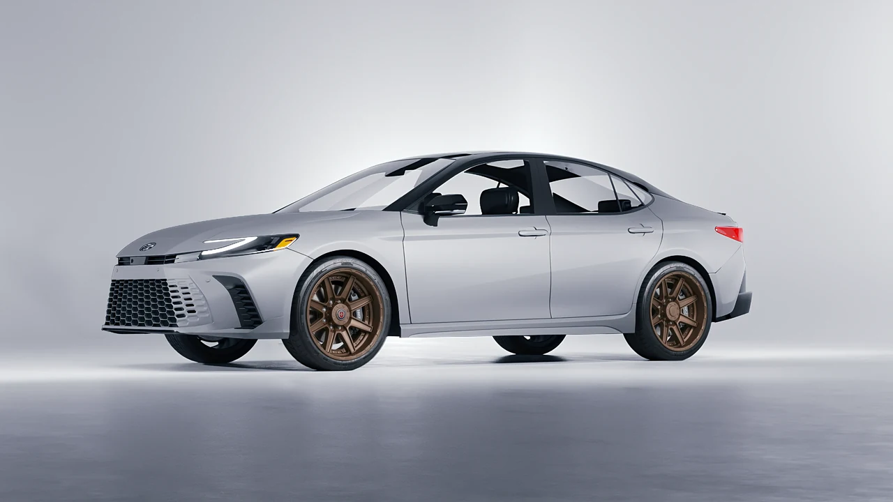 Toyota Camry Hybrid 2025 on HRE Performance Wheels HD188 forged wheels, front three-quarter view