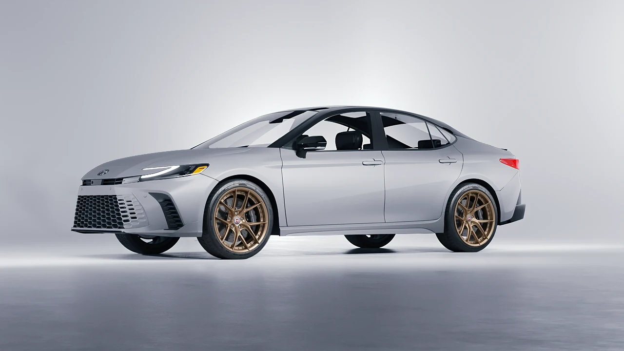 Toyota Camry Hybrid 2025 on HRE Performance Wheels S101SC forged wheels, front three-quarter view