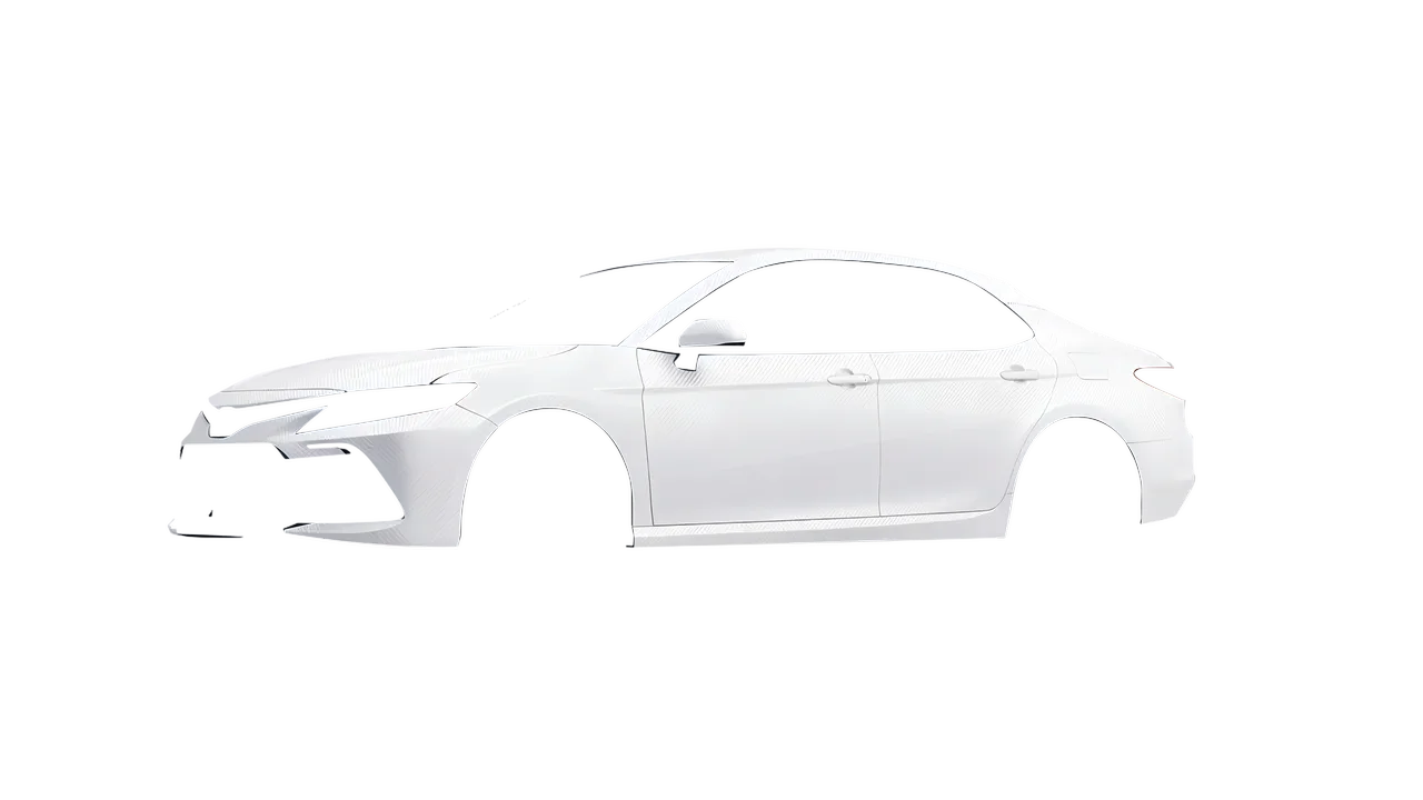 Toyota Camry LE Hybrid 2023 wrapped in Carbon Fiber White (Avery Dennison SW900-115-X), front three-quarter view