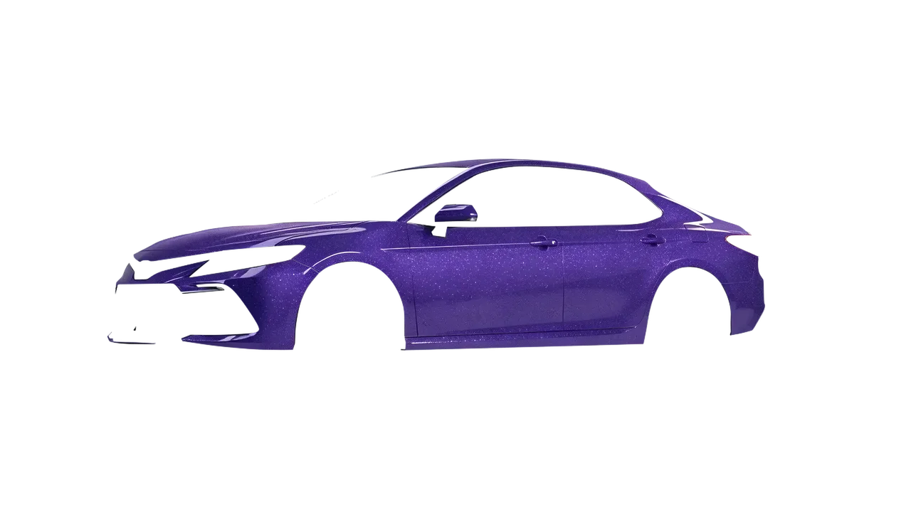 Toyota Camry LE Hybrid 2023 wrapped in Purple (Avery Dennison SW900-587-D), front three-quarter view