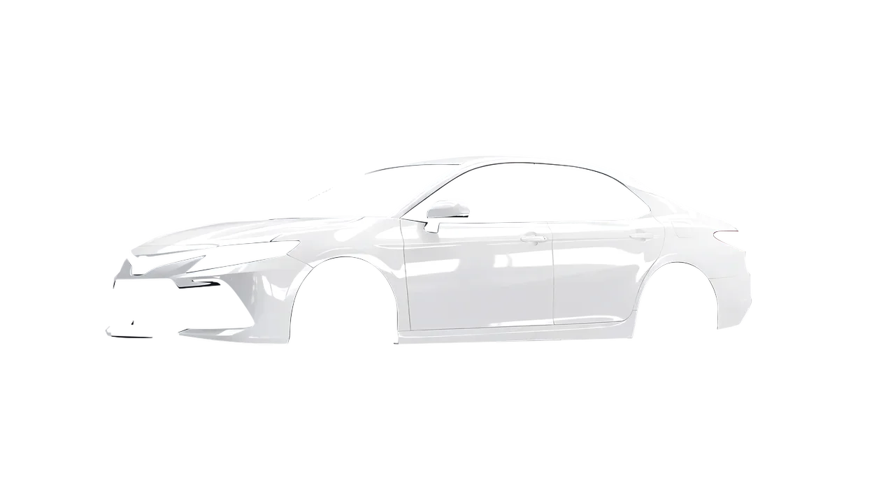 Toyota Camry LE Hybrid 2023 wrapped in Gloss White (3M G10), front three-quarter view