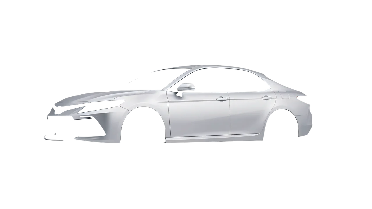 Toyota Camry LE Hybrid 2023 wrapped in Matte Silver (3M M21), front three-quarter view