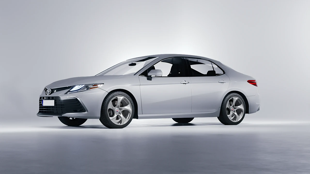 Toyota Camry LE Hybrid 2023 on HRE Performance Wheels 522M forged wheels, front three-quarter view