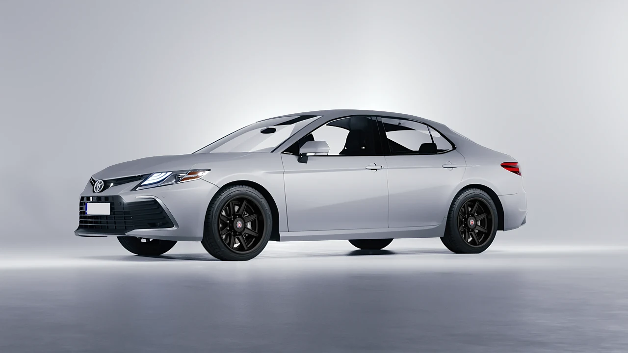 Toyota Camry LE Hybrid 2023 on HRE Performance Wheels HD188H forged wheels, front three-quarter view