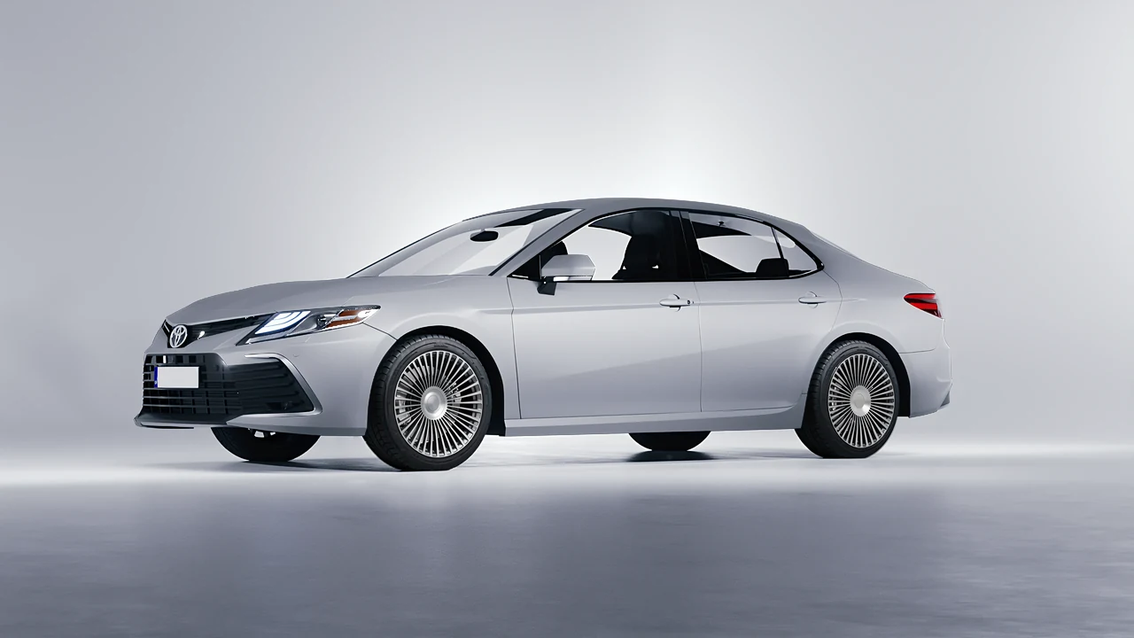 Toyota Camry LE Hybrid 2023 on RDB LA 50 forged wheels, front three-quarter view