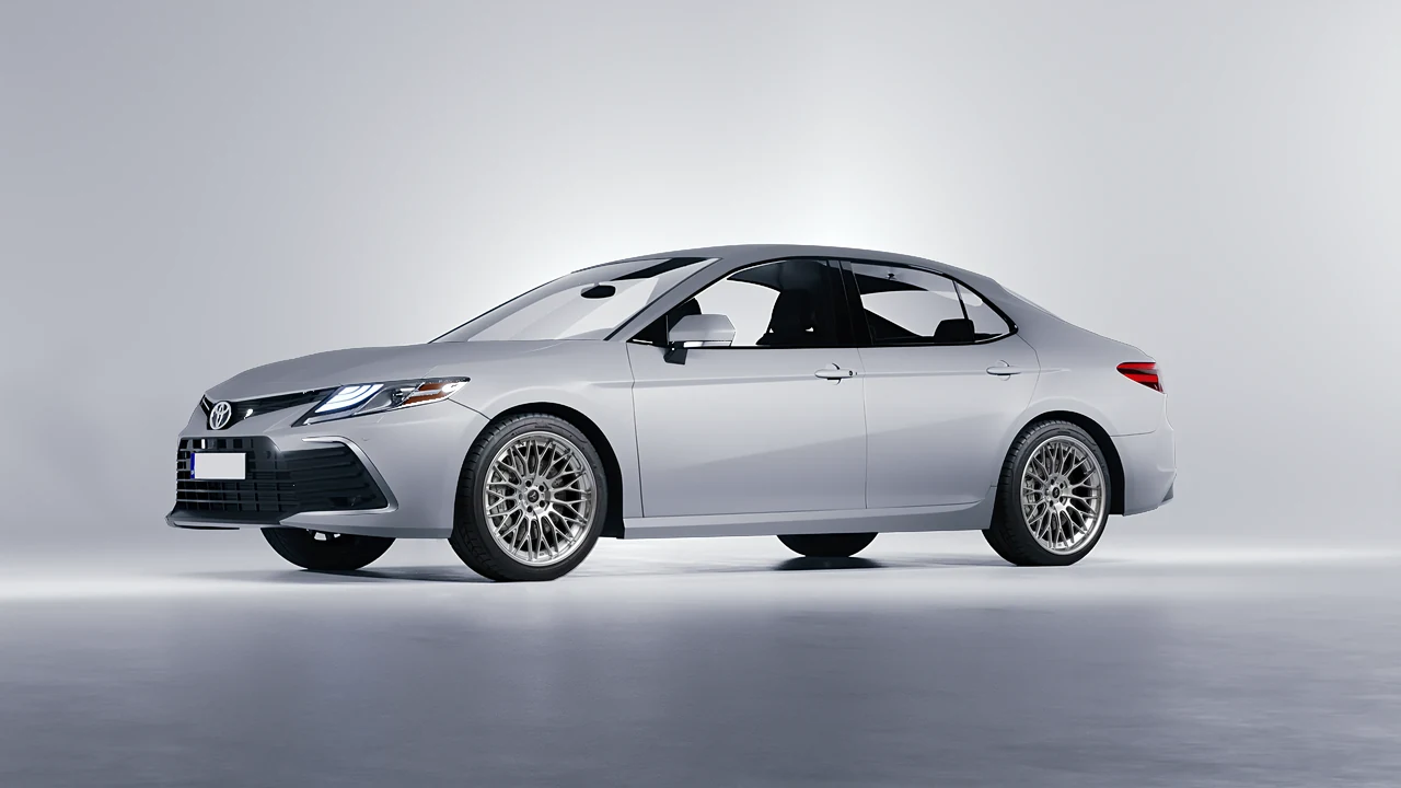 Toyota Camry LE Hybrid 2023 on RDB LA Signature forged wheels, front three-quarter view