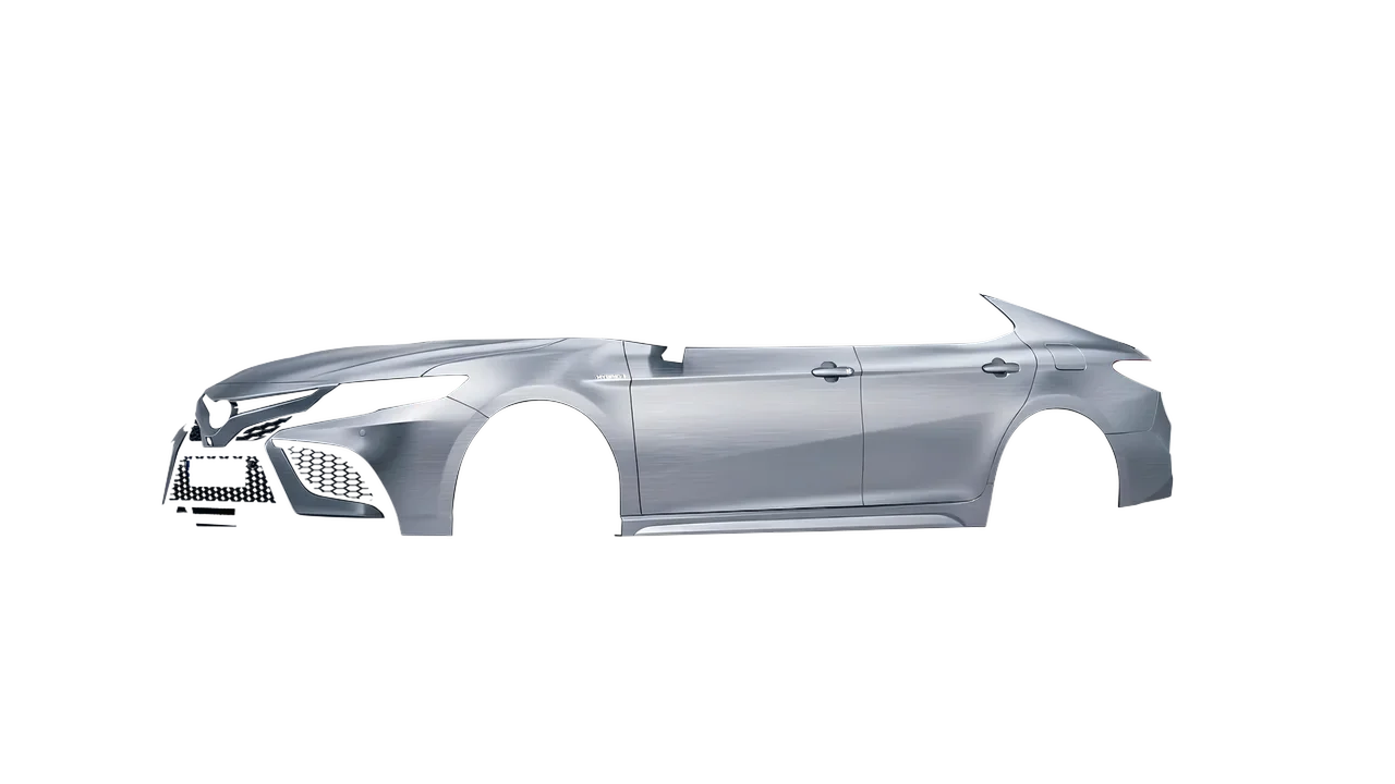 Toyota Camry XSE Hybrid 2023 wrapped in Brushed Aluminum (Avery Dennison SW900-812-X), front three-quarter view