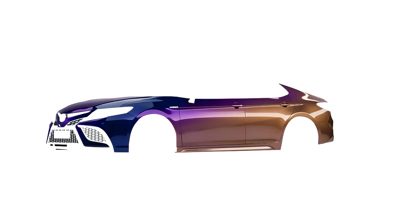 Toyota Camry XSE Hybrid 2023 wrapped in Gloss Flip Deep Space (3M GP278), front three-quarter view