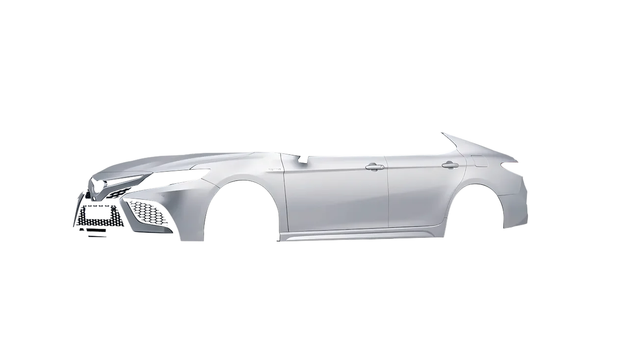 Toyota Camry XSE Hybrid 2023 wrapped in Matte Silver (3M M21), front three-quarter view