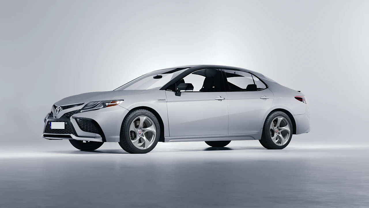 Toyota Camry XSE Hybrid 2023 on HRE Performance Wheels 522M forged wheels, front three-quarter view
