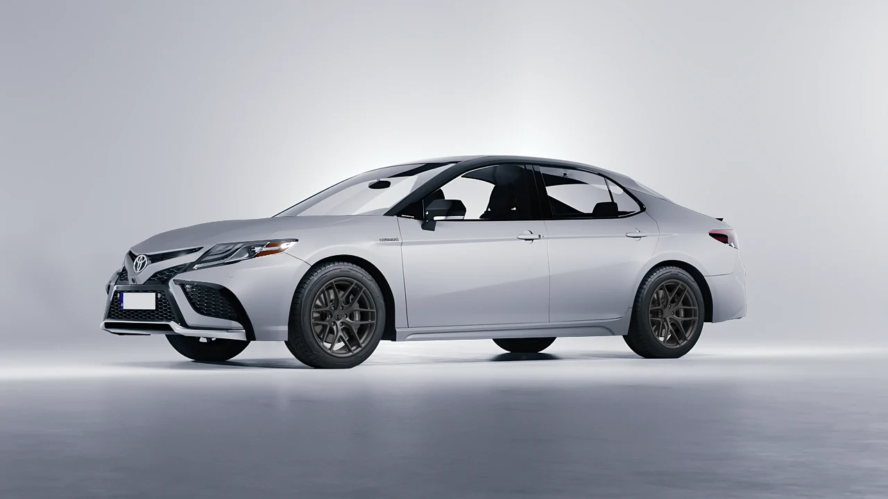 Toyota Camry XSE Hybrid 2023 on HRE Performance Wheels P161 forged wheels, front three-quarter view