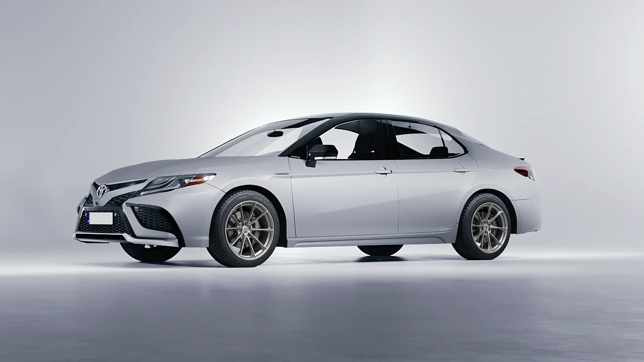 Toyota Camry XSE Hybrid 2023 on HRE Performance Wheels P204 forged wheels, front three-quarter view