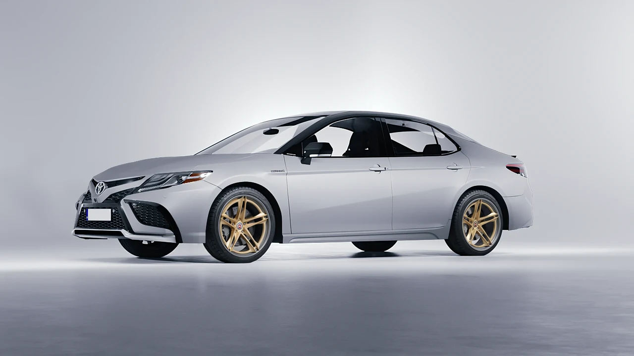 Toyota Camry XSE Hybrid 2023 on HRE Performance Wheels S207H forged wheels, front three-quarter view