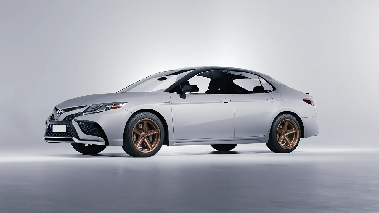 Toyota Camry XSE Hybrid 2023 on HRE Performance Wheels Tusk forged wheels, front three-quarter view