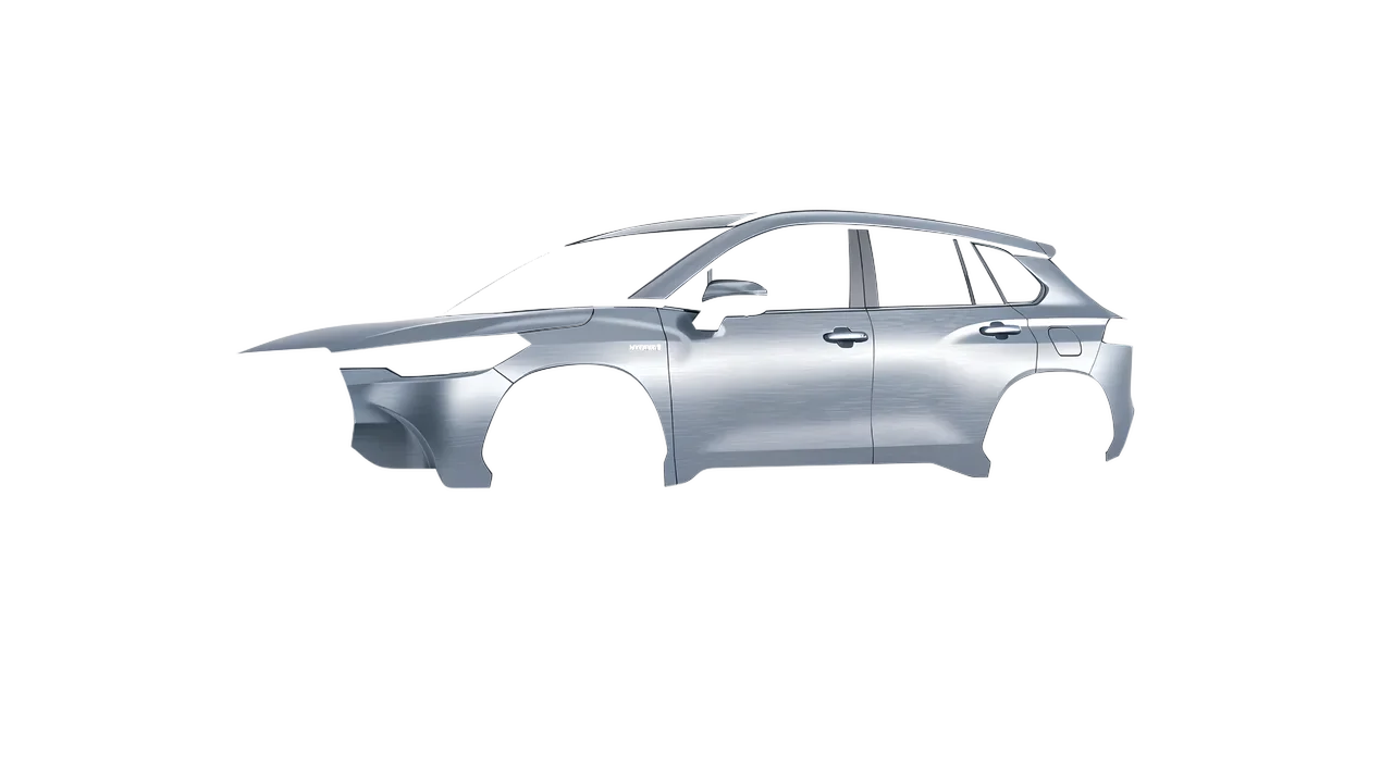 Toyota Corolla Cross 2023 wrapped in Brushed Aluminum (Avery Dennison SW900-812-X), front three-quarter view