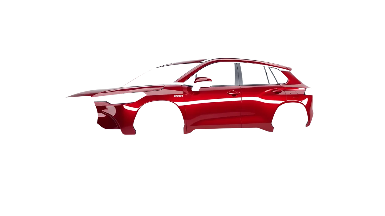 Toyota Corolla Cross 2023 wrapped in Hot Rod Red (3M G13), front three-quarter view