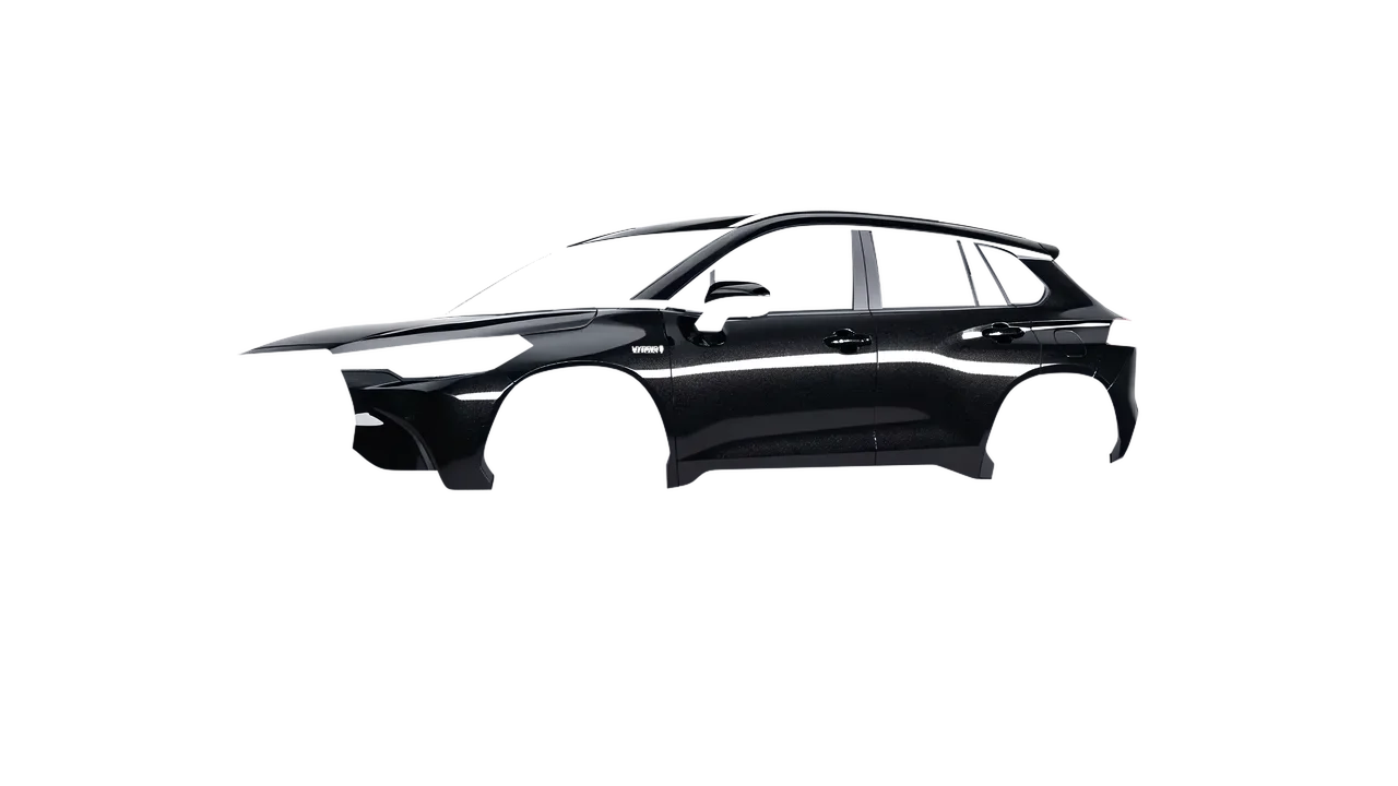 Toyota Corolla Cross 2023 wrapped in Mystery Black (Avery Dennison SW900-184-M), front three-quarter view