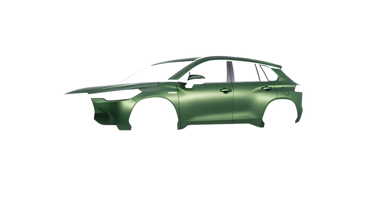 Toyota Corolla Cross 2023 wrapped in Apple Green (Avery Dennison SW900-745-M), front three-quarter view