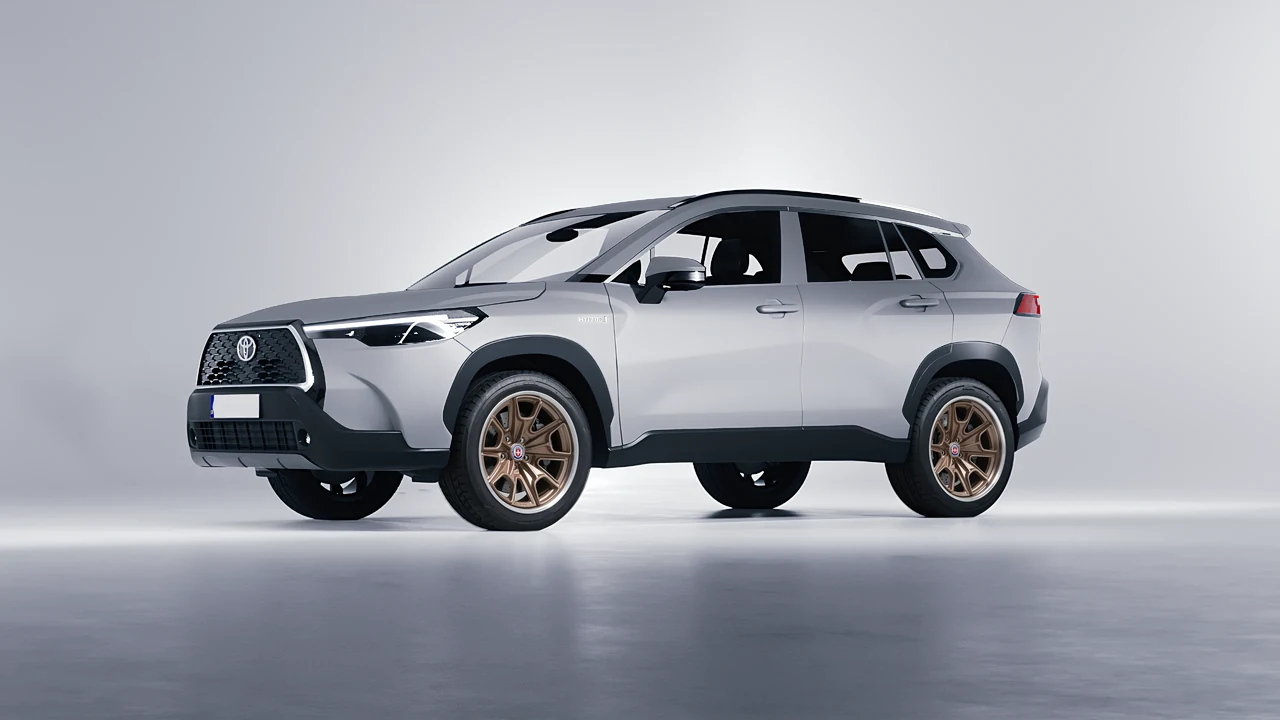 Toyota Corolla Cross 2023 on HRE Performance Wheels 427 forged wheels, front three-quarter view