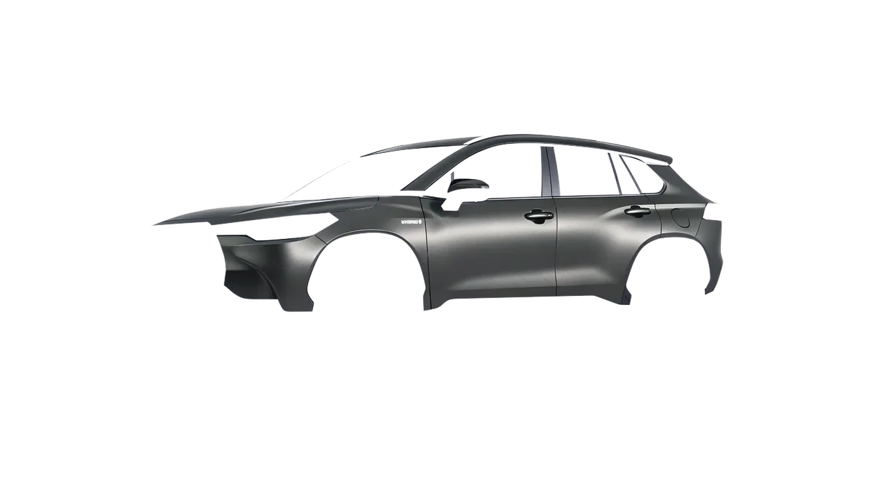 Toyota Corolla Cross 2023 wrapped in Black Rock Grey (Avery Dennison SW900-823-M), front three-quarter view