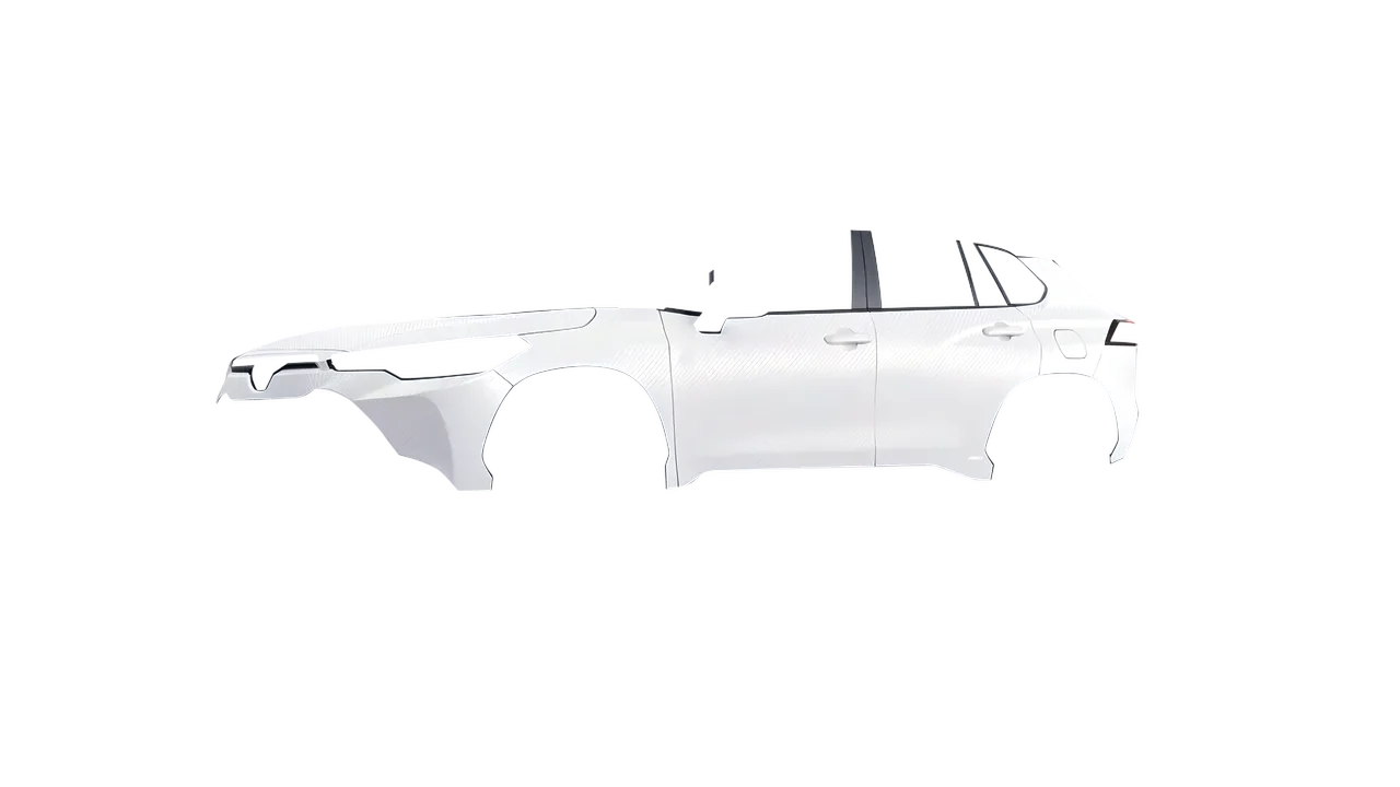 Toyota Corolla Cross Hybrid 2023 wrapped in Carbon Fiber White (Avery Dennison SW900-115-X), front three-quarter view