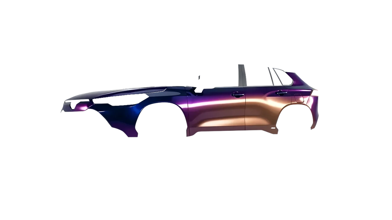 Toyota Corolla Cross Hybrid 2023 wrapped in Gloss Flip Deep Space (3M GP278), front three-quarter view