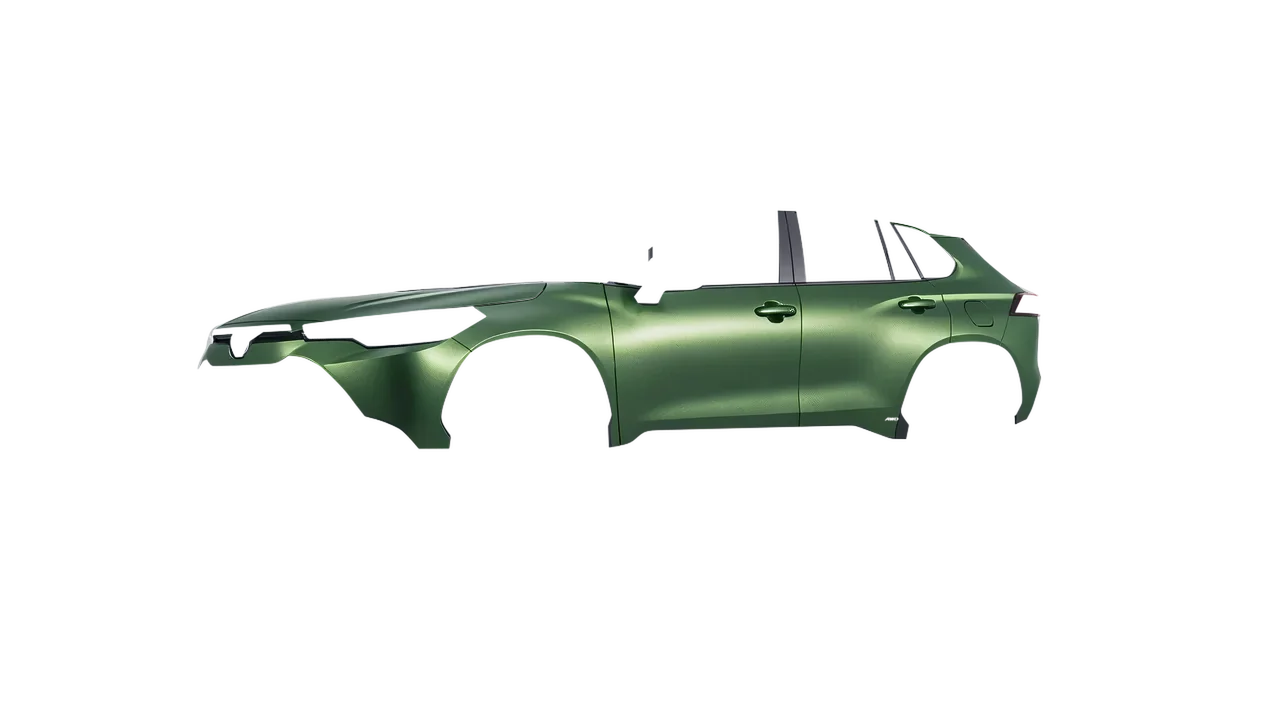 Toyota Corolla Cross Hybrid 2023 wrapped in Apple Green (Avery Dennison SW900-745-M), front three-quarter view