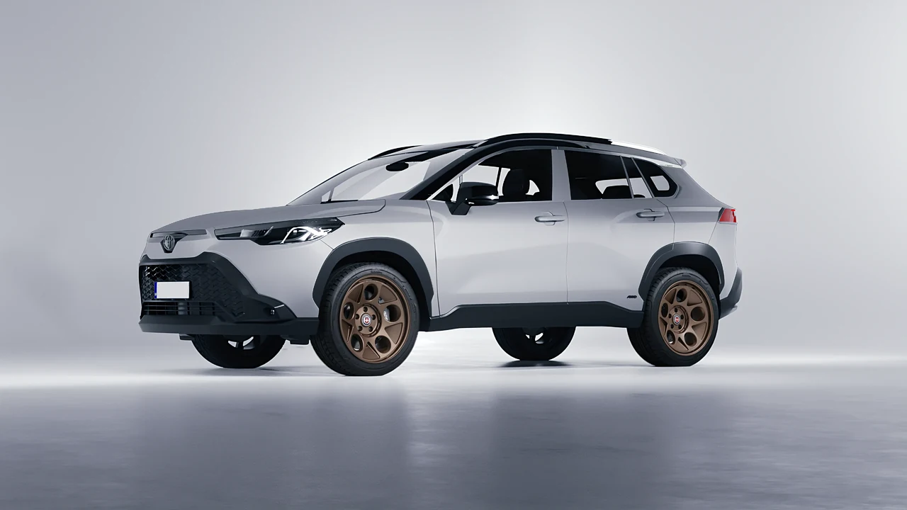 Toyota Corolla Cross Hybrid 2023 on HRE Performance Wheels 454-GTM forged wheels, front three-quarter view