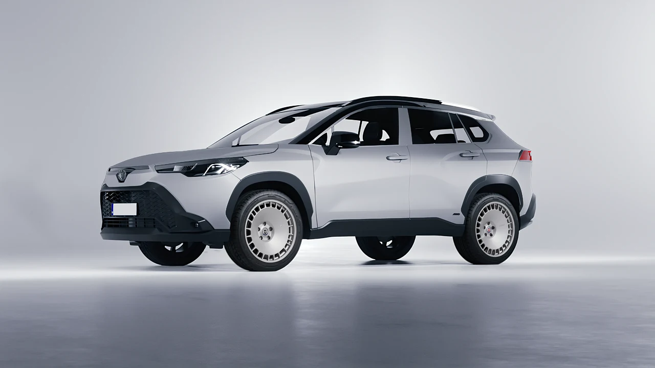Toyota Corolla Cross Hybrid 2023 on HRE Performance Wheels 935M forged wheels, front three-quarter view