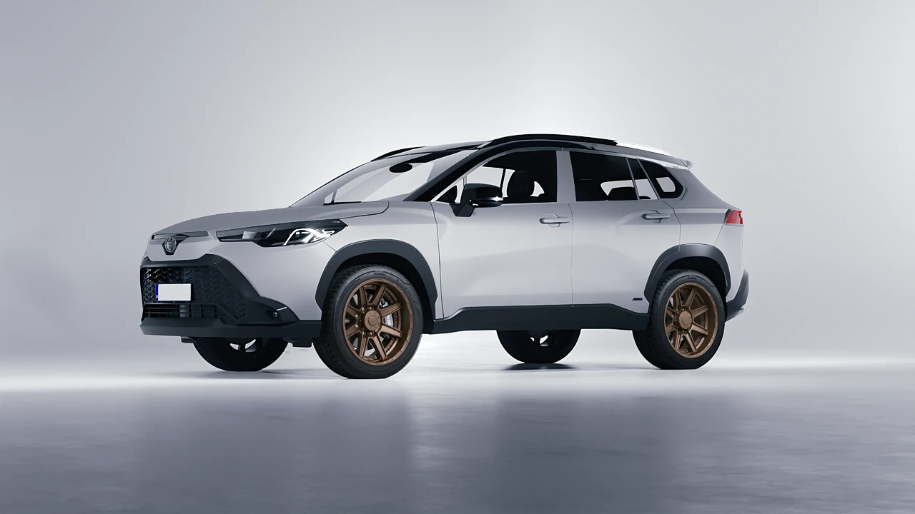 Toyota Corolla Cross Hybrid 2023 on HRE Performance Wheels HD188 forged wheels, front three-quarter view