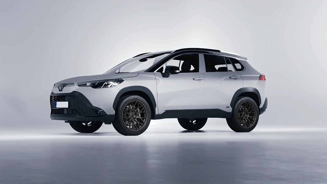 Toyota Corolla Cross Hybrid 2023 on HRE Performance Wheels RC100 forged wheels, front three-quarter view