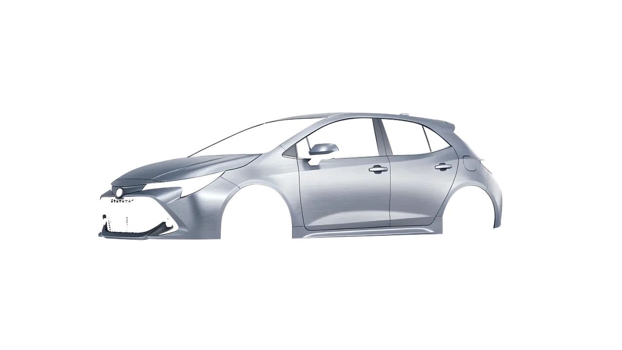 Toyota Corolla Hatchback 2021 wrapped in Brushed Aluminum (Avery Dennison SW900-812-X), front three-quarter view