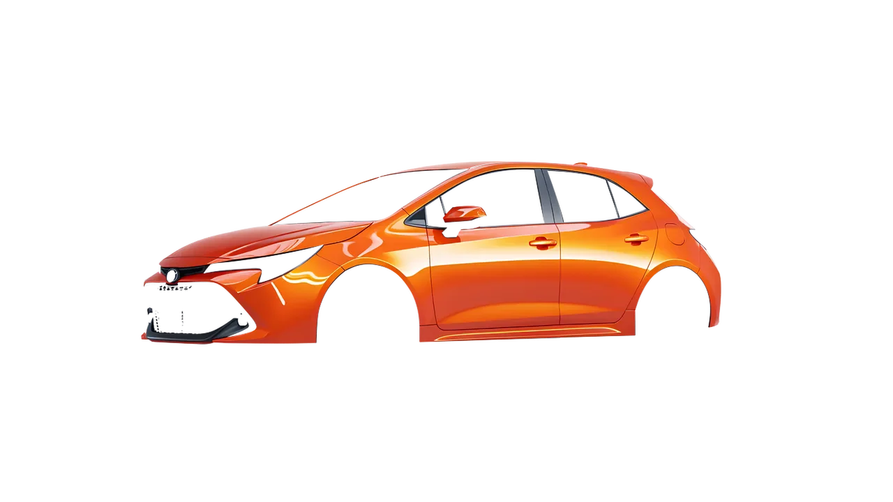 Toyota Corolla Hatchback 2021 wrapped in Fiery Orange (3M G364), front three-quarter view