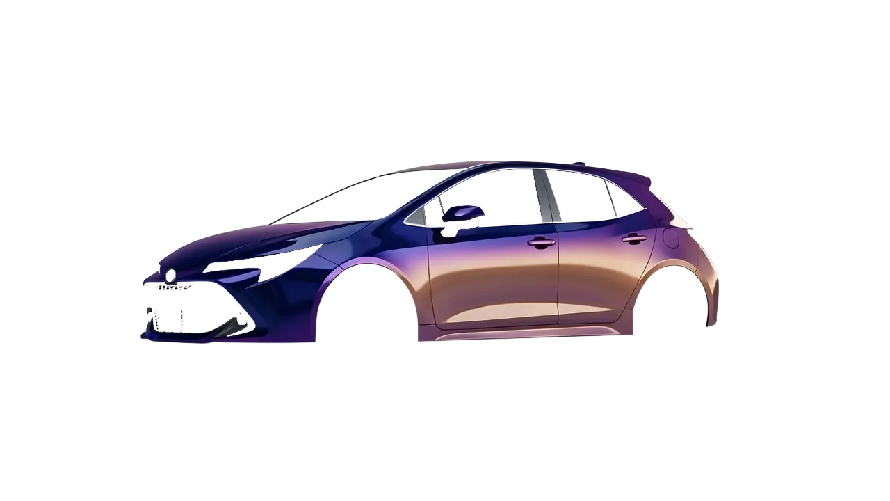Toyota Corolla Hatchback 2021 wrapped in Gloss Flip Deep Space (3M GP278), front three-quarter view