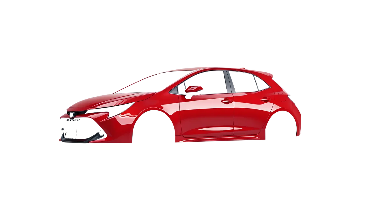 Toyota Corolla Hatchback 2021 wrapped in Hot Rod Red (3M G13), front three-quarter view