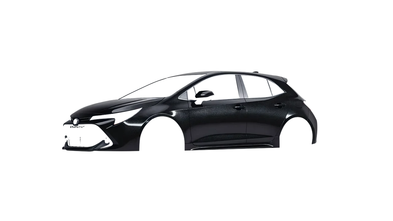 Toyota Corolla Hatchback 2021 wrapped in Mystery Black (Avery Dennison SW900-184-M), front three-quarter view