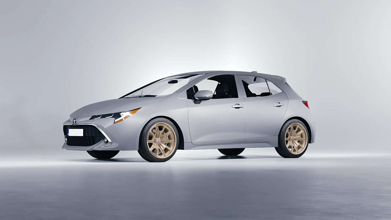 Toyota Corolla Hatchback 2021 on HRE Performance Wheels 427M forged wheels, front three-quarter view