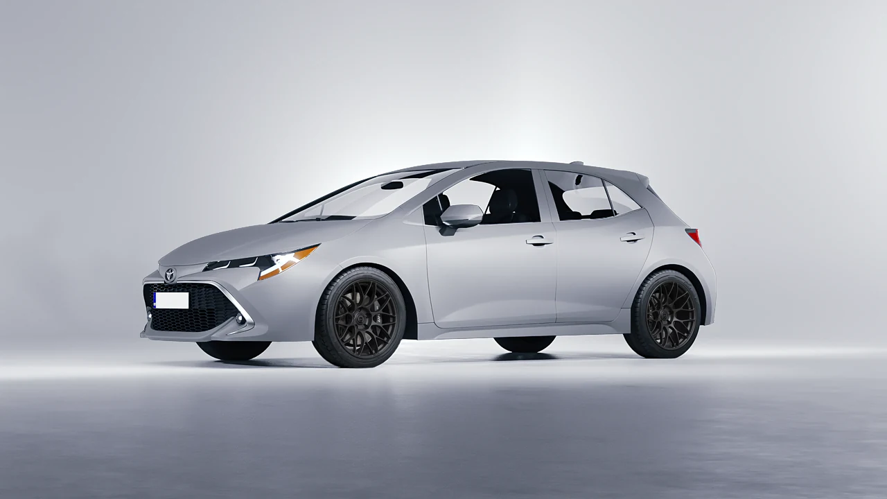 Toyota Corolla Hatchback 2021 on HRE Performance Wheels RC100 forged wheels, front three-quarter view