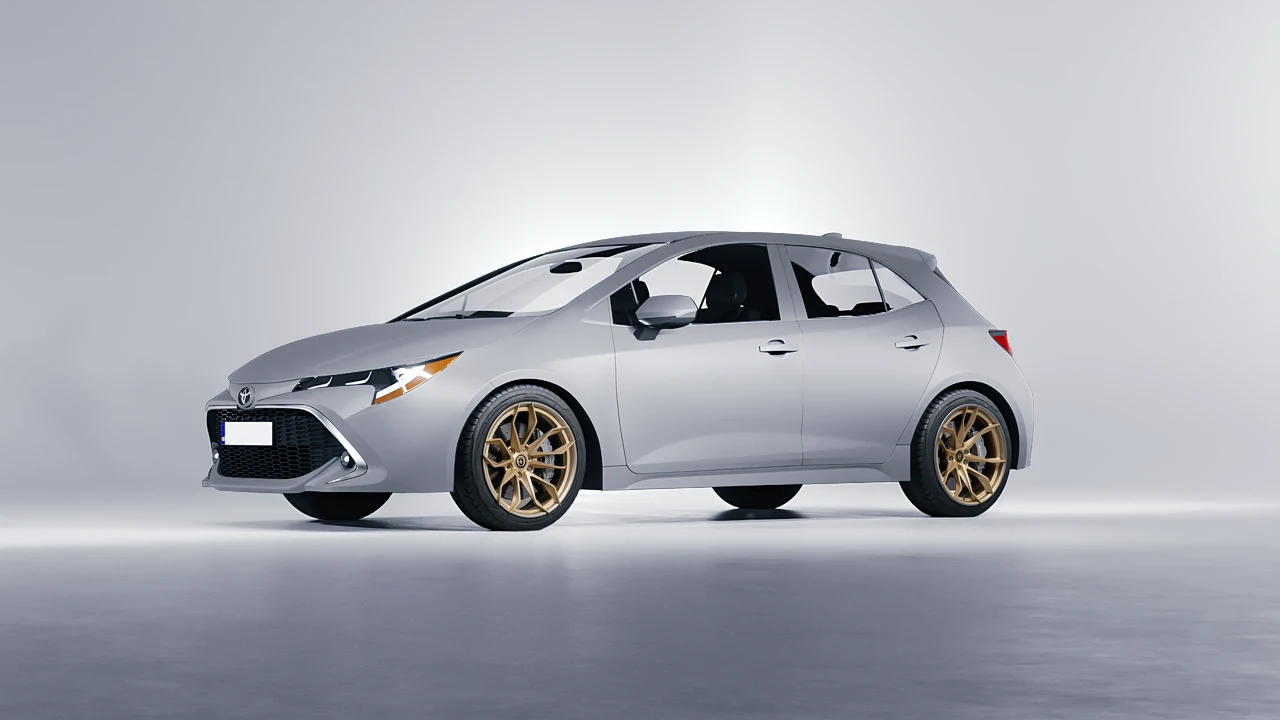 Toyota Corolla Hatchback 2021 on HRE Performance Wheels S201H forged wheels, front three-quarter view