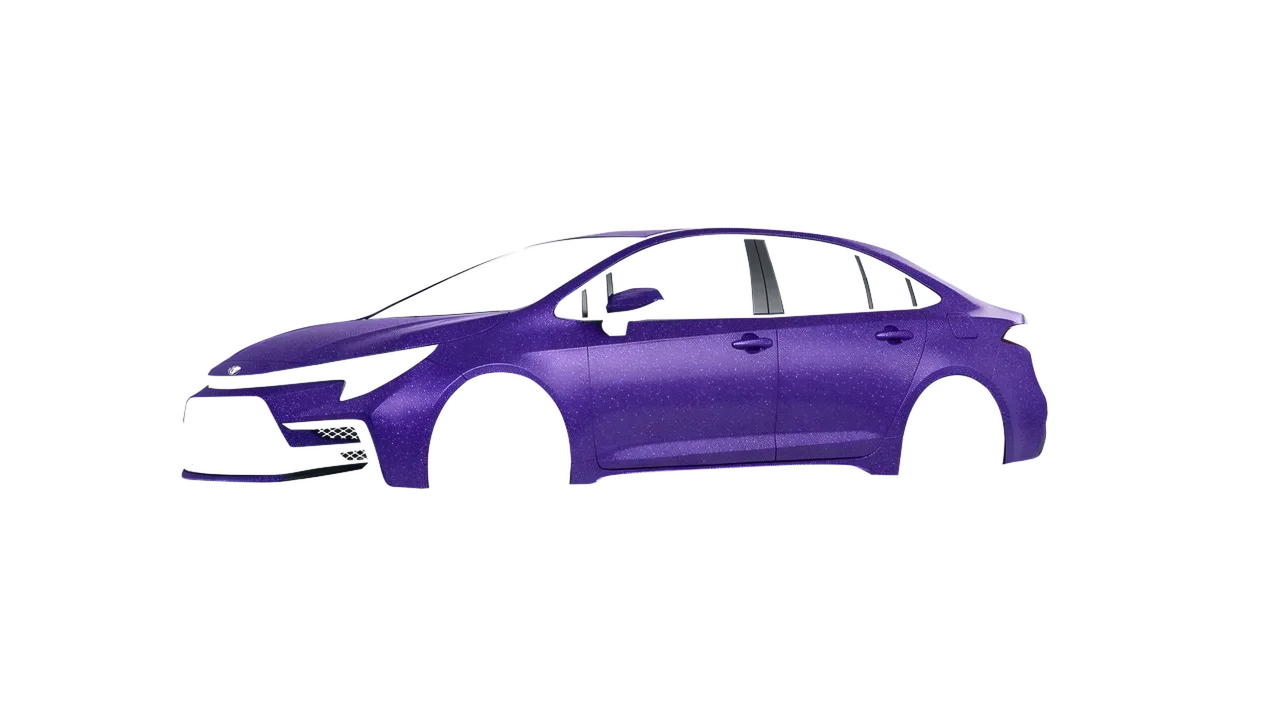 Toyota Corolla Sedan Hybrid 2023 wrapped in Purple (Avery Dennison SW900-587-D), front three-quarter view