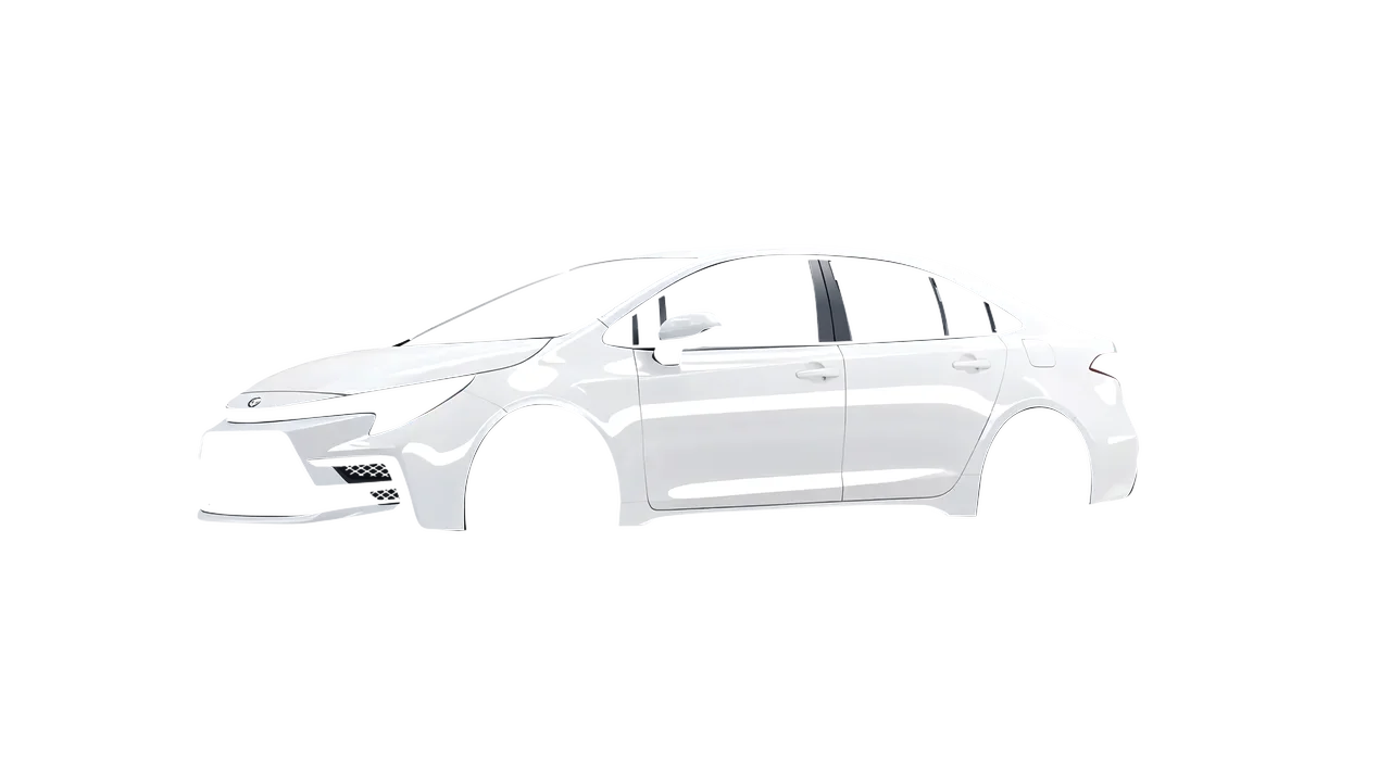 Toyota Corolla Sedan Hybrid 2023 wrapped in Gloss White (3M G10), front three-quarter view