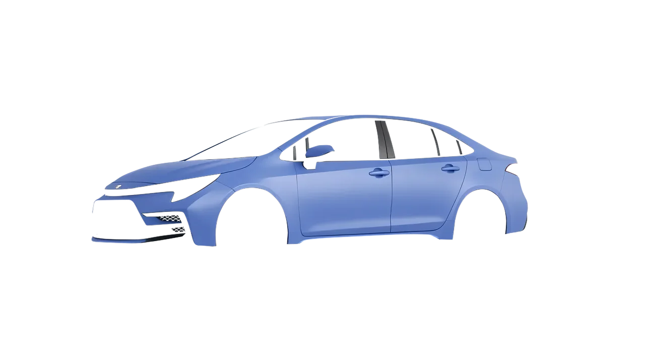 Toyota Corolla Sedan Hybrid 2023 wrapped in Dreamline Blue (Avery Dennison SW900-616-O), front three-quarter view