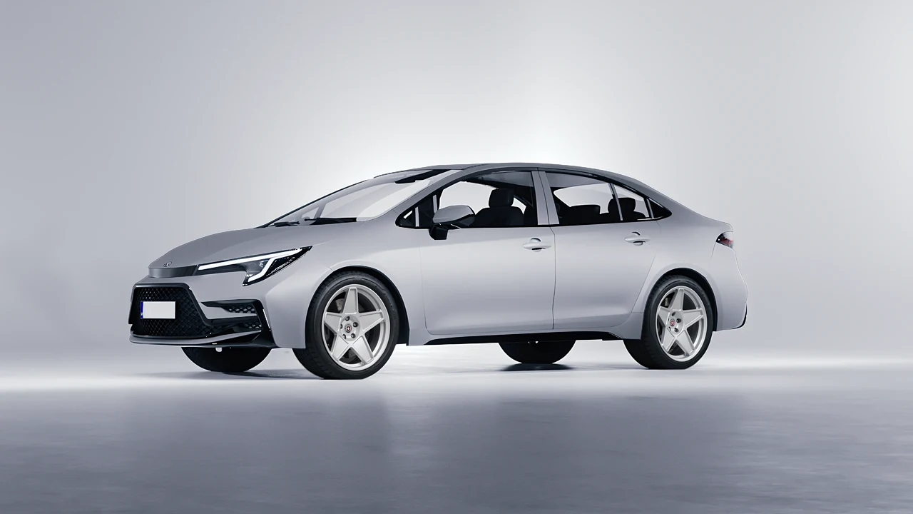 Toyota Corolla Sedan Hybrid 2023 on HRE Performance Wheels 505M forged wheels, front three-quarter view